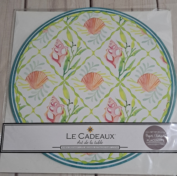 Le Cadeaux Art De La Table 20 Ocean Coastal Coral Shell Paper Placemats - Picture 1 of 7